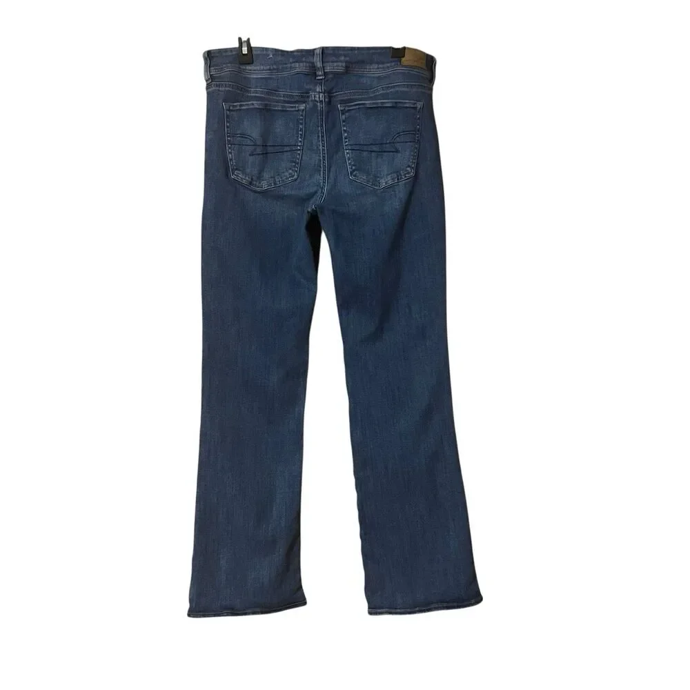 American Eagle Kick Boot Jeans Womens Size 14 Long Distressed Next Level Stretch - Picture 3 of 7